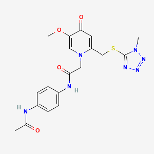 molecular formula C19H21N7O4S B3310817 N-(4-acetamidophenyl)-2-(5-methoxy-2-(((1-methyl-1H-tetrazol-5-yl)thio)methyl)-4-oxopyridin-1(4H)-yl)acetamide CAS No. 946228-05-3