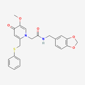 N-(benzo[d][1,3]dioxol-5-ylmethyl)-2-(5-methoxy-4-oxo-2-((phenylthio)methyl)pyridin-1(4H)-yl)acetamide