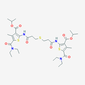 molecular formula C34H50N4O8S3 B331083 Dipropan-2-yl 2,2'-{sulfanediylbis[(1-oxopropane-3,1-diyl)imino]}bis[5-(diethylcarbamoyl)-4-methylthiophene-3-carboxylate] 