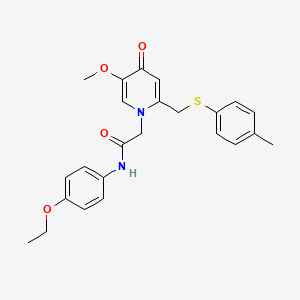 molecular formula C24H26N2O4S B3310830 N-(4-ethoxyphenyl)-2-(5-methoxy-4-oxo-2-((p-tolylthio)methyl)pyridin-1(4H)-yl)acetamide CAS No. 946228-85-9
