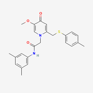 molecular formula C24H26N2O3S B3310837 N-(3,5-dimethylphenyl)-2-(5-methoxy-4-oxo-2-((p-tolylthio)methyl)pyridin-1(4H)-yl)acetamide CAS No. 946228-89-3