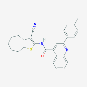 molecular formula C28H25N3OS B331085 N-(3-cyano-5,6,7,8-tetrahydro-4H-cyclohepta[b]thiophen-2-yl)-2-(2,4-dimethylphenyl)quinoline-4-carboxamide 