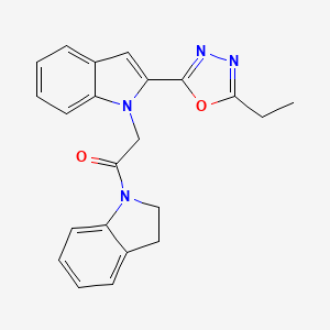 molecular formula C22H20N4O2 B3310866 2-(2-(5-ethyl-1,3,4-oxadiazol-2-yl)-1H-indol-1-yl)-1-(indolin-1-yl)ethanone CAS No. 946231-38-5