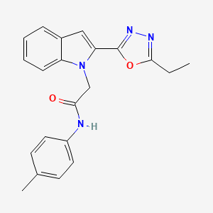 molecular formula C21H20N4O2 B3310871 2-[2-(5-ethyl-1,3,4-oxadiazol-2-yl)-1H-indol-1-yl]-N-(4-methylphenyl)acetamide CAS No. 946231-42-1