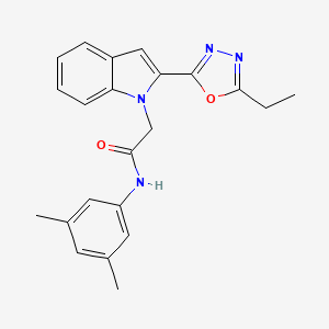 molecular formula C22H22N4O2 B3310875 N-(3,5-dimethylphenyl)-2-[2-(5-ethyl-1,3,4-oxadiazol-2-yl)-1H-indol-1-yl]acetamide CAS No. 946231-46-5