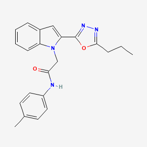 molecular formula C22H22N4O2 B3310903 N-(4-methylphenyl)-2-[2-(5-propyl-1,3,4-oxadiazol-2-yl)-1H-indol-1-yl]acetamide CAS No. 946232-02-6