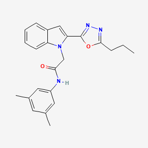 molecular formula C23H24N4O2 B3310904 N-(3,5-dimethylphenyl)-2-[2-(5-propyl-1,3,4-oxadiazol-2-yl)-1H-indol-1-yl]acetamide CAS No. 946232-06-0