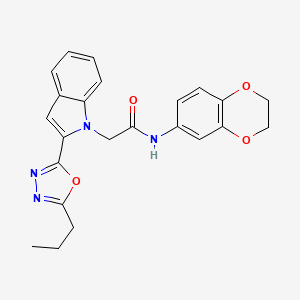 molecular formula C23H22N4O4 B3310906 N-(2,3-dihydro-1,4-benzodioxin-6-yl)-2-[2-(5-propyl-1,3,4-oxadiazol-2-yl)-1H-indol-1-yl]acetamide CAS No. 946232-18-4