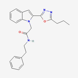 molecular formula C23H24N4O2 B3310915 N-(2-phenylethyl)-2-[2-(5-propyl-1,3,4-oxadiazol-2-yl)-1H-indol-1-yl]acetamide CAS No. 946232-34-4