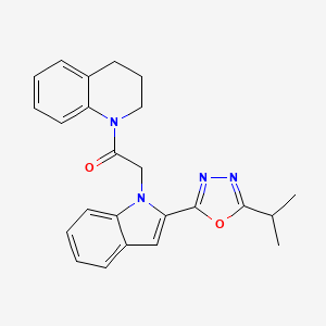 molecular formula C24H24N4O2 B3310921 1-{[2-(5-isopropyl-1,3,4-oxadiazol-2-yl)-1H-indol-1-yl]acetyl}-1,2,3,4-tetrahydroquinoline CAS No. 946232-54-8