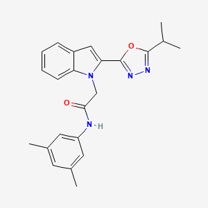 molecular formula C23H24N4O2 B3310928 N-(3,5-dimethylphenyl)-2-(2-(5-isopropyl-1,3,4-oxadiazol-2-yl)-1H-indol-1-yl)acetamide CAS No. 946232-63-9