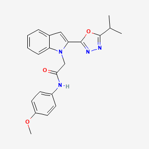 molecular formula C22H22N4O3 B3310934 2-(2-(5-isopropyl-1,3,4-oxadiazol-2-yl)-1H-indol-1-yl)-N-(4-methoxyphenyl)acetamide CAS No. 946232-73-1