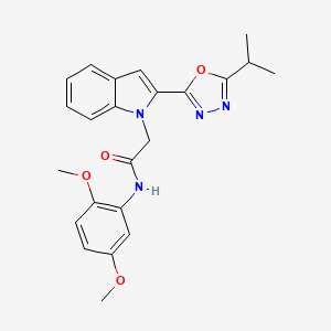 molecular formula C23H24N4O4 B3310938 N-(2,5-dimethoxyphenyl)-2-(2-(5-isopropyl-1,3,4-oxadiazol-2-yl)-1H-indol-1-yl)acetamide CAS No. 946232-77-5