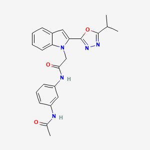 molecular formula C23H23N5O3 B3310943 N-(3-acetamidophenyl)-2-(2-(5-isopropyl-1,3,4-oxadiazol-2-yl)-1H-indol-1-yl)acetamide CAS No. 946232-89-9