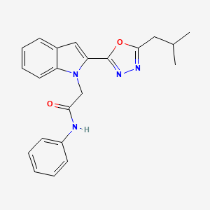 molecular formula C22H22N4O2 B3310953 2-(2-(5-isobutyl-1,3,4-oxadiazol-2-yl)-1H-indol-1-yl)-N-phenylacetamide CAS No. 946233-25-6