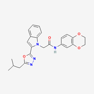 molecular formula C24H24N4O4 B3310977 N-(2,3-dihydrobenzo[b][1,4]dioxin-6-yl)-2-(2-(5-isobutyl-1,3,4-oxadiazol-2-yl)-1H-indol-1-yl)acetamide CAS No. 946233-53-0