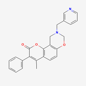molecular formula C24H20N2O3 B3310994 4-methyl-3-phenyl-9-(pyridin-3-ylmethyl)-9,10-dihydrochromeno[8,7-e][1,3]oxazin-2(8H)-one CAS No. 946235-29-6