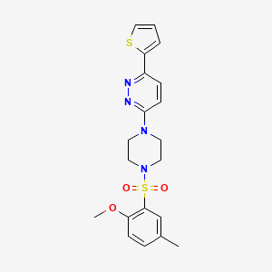 molecular formula C20H22N4O3S2 B3311021 3-(4-((2-Methoxy-5-methylphenyl)sulfonyl)piperazin-1-yl)-6-(thiophen-2-yl)pyridazine CAS No. 946238-86-4