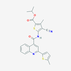 molecular formula C25H21N3O3S2 B331105 Isopropyl 4-cyano-3-methyl-5-({[2-(5-methyl-2-thienyl)-4-quinolinyl]carbonyl}amino)-2-thiophenecarboxylate 