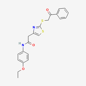molecular formula C21H20N2O3S2 B3311129 N-(4-ethoxyphenyl)-2-(2-((2-oxo-2-phenylethyl)thio)thiazol-4-yl)acetamide CAS No. 946241-76-5