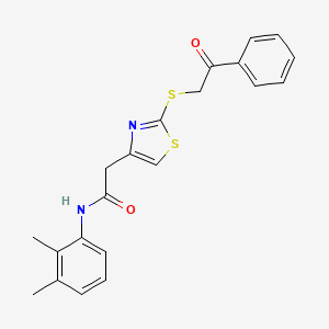 molecular formula C21H20N2O2S2 B3311132 N-(2,3-dimethylphenyl)-2-(2-((2-oxo-2-phenylethyl)thio)thiazol-4-yl)acetamide CAS No. 946241-84-5