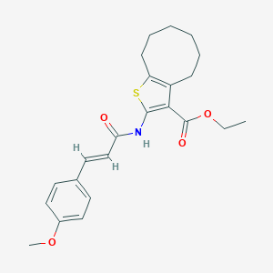 molecular formula C23H27NO4S B331119 Ethyl 2-{[3-(4-methoxyphenyl)acryloyl]amino}-4,5,6,7,8,9-hexahydrocycloocta[b]thiophene-3-carboxylate 