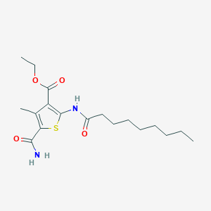 molecular formula C18H28N2O4S B331126 Ethyl 5-carbamoyl-4-methyl-2-(nonanoylamino)thiophene-3-carboxylate 