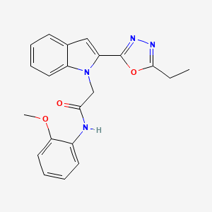 molecular formula C21H20N4O3 B3311279 2-[2-(5-ethyl-1,3,4-oxadiazol-2-yl)-1H-indol-1-yl]-N-(2-methoxyphenyl)acetamide CAS No. 946256-59-3