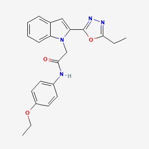 molecular formula C22H22N4O3 B3311282 N-(4-ethoxyphenyl)-2-[2-(5-ethyl-1,3,4-oxadiazol-2-yl)-1H-indol-1-yl]acetamide CAS No. 946256-63-9