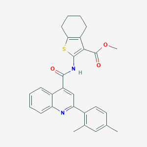 molecular formula C28H26N2O3S B331129 Methyl 2-({[2-(2,4-dimethylphenyl)-4-quinolinyl]carbonyl}amino)-4,5,6,7-tetrahydro-1-benzothiophene-3-carboxylate 