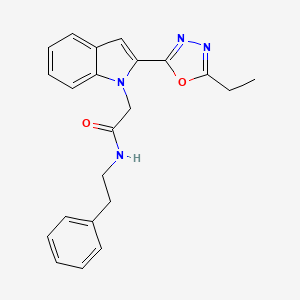 molecular formula C22H22N4O2 B3311290 2-[2-(5-ethyl-1,3,4-oxadiazol-2-yl)-1H-indol-1-yl]-N-(2-phenylethyl)acetamide CAS No. 946256-79-7