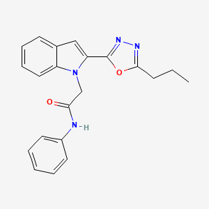 molecular formula C21H20N4O2 B3311311 N-phenyl-2-[2-(5-propyl-1,3,4-oxadiazol-2-yl)-1H-indol-1-yl]acetamide CAS No. 946257-03-0