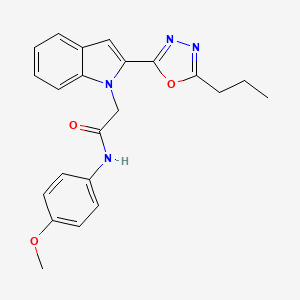 molecular formula C22H22N4O3 B3311324 N-(4-methoxyphenyl)-2-[2-(5-propyl-1,3,4-oxadiazol-2-yl)-1H-indol-1-yl]acetamide CAS No. 946257-17-6
