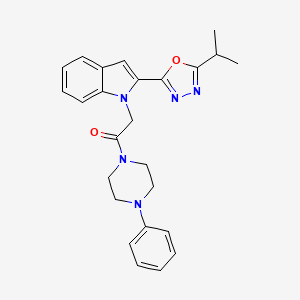 2-(2-(5-isopropyl-1,3,4-oxadiazol-2-yl)-1H-indol-1-yl)-1-(4-phenylpiperazin-1-yl)ethanone