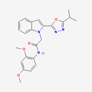 molecular formula C23H24N4O4 B3311351 N-(2,4-dimethoxyphenyl)-2-(2-(5-isopropyl-1,3,4-oxadiazol-2-yl)-1H-indol-1-yl)acetamide CAS No. 946257-70-1