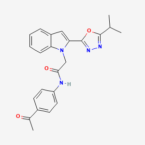 N-(4-acetylphenyl)-2-(2-(5-isopropyl-1,3,4-oxadiazol-2-yl)-1H-indol-1-yl)acetamide