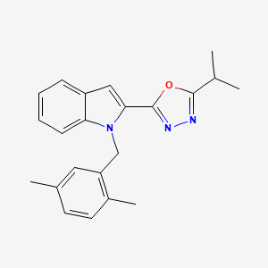 molecular formula C22H23N3O B3311367 1-(2,5-dimethylbenzyl)-2-(5-isopropyl-1,3,4-oxadiazol-2-yl)-1H-indole CAS No. 946257-94-9