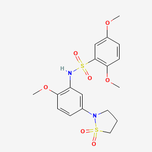 molecular formula C18H22N2O7S2 B3311396 N-(5-(1,1-dioxidoisothiazolidin-2-yl)-2-methoxyphenyl)-2,5-dimethoxybenzenesulfonamide CAS No. 946260-75-9