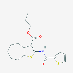 molecular formula C18H21NO3S2 B331141 propyl 2-[(2-thienylcarbonyl)amino]-5,6,7,8-tetrahydro-4H-cyclohepta[b]thiophene-3-carboxylate 