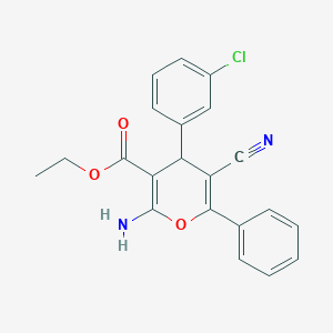 molecular formula C21H17ClN2O3 B331148 ethyl 2-amino-4-(3-chlorophenyl)-5-cyano-6-phenyl-4H-pyran-3-carboxylate 