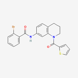 molecular formula C21H17BrN2O2S B3311480 2-bromo-N-(1-(thiophene-2-carbonyl)-1,2,3,4-tetrahydroquinolin-7-yl)benzamide CAS No. 946266-25-7