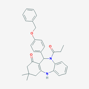 molecular formula C31H32N2O3 B331149 11-[4-(benzyloxy)phenyl]-3,3-dimethyl-10-propionyl-2,3,4,5,10,11-hexahydro-1H-dibenzo[b,e][1,4]diazepin-1-one 