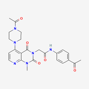 molecular formula C24H26N6O5 B3311493 N-(4-acetylphenyl)-2-(5-(4-acetylpiperazin-1-yl)-1-methyl-2,4-dioxo-1,2-dihydropyrido[2,3-d]pyrimidin-3(4H)-yl)acetamide CAS No. 946267-94-3