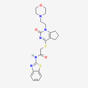 molecular formula C22H25N5O3S2 B3311527 N-(benzo[d]thiazol-2-yl)-2-((1-(2-morpholinoethyl)-2-oxo-2,5,6,7-tetrahydro-1H-cyclopenta[d]pyrimidin-4-yl)thio)acetamide CAS No. 946269-93-8