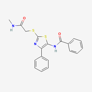 molecular formula C19H17N3O2S2 B3311608 N-(2-((2-(methylamino)-2-oxoethyl)thio)-4-phenylthiazol-5-yl)benzamide CAS No. 946271-77-8