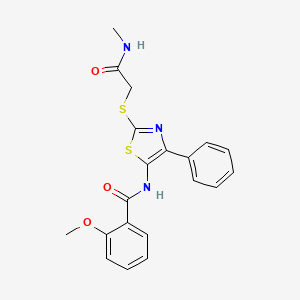 molecular formula C20H19N3O3S2 B3311612 2-methoxy-N-(2-((2-(methylamino)-2-oxoethyl)thio)-4-phenylthiazol-5-yl)benzamide CAS No. 946271-81-4
