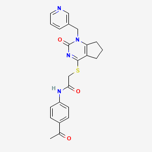 molecular formula C23H22N4O3S B3311613 N-(4-acetylphenyl)-2-((2-oxo-1-(pyridin-3-ylmethyl)-2,5,6,7-tetrahydro-1H-cyclopenta[d]pyrimidin-4-yl)thio)acetamide CAS No. 946271-83-6