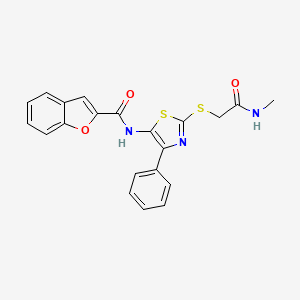 molecular formula C21H17N3O3S2 B3311619 N-(2-((2-(methylamino)-2-oxoethyl)thio)-4-phenylthiazol-5-yl)benzofuran-2-carboxamide CAS No. 946271-97-2
