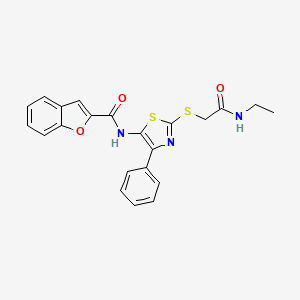 molecular formula C22H19N3O3S2 B3311631 N-(2-((2-(ethylamino)-2-oxoethyl)thio)-4-phenylthiazol-5-yl)benzofuran-2-carboxamide CAS No. 946272-12-4