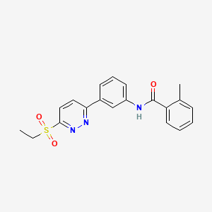 molecular formula C20H19N3O3S B3311635 N-(3-(6-(ethylsulfonyl)pyridazin-3-yl)phenyl)-2-methylbenzamide CAS No. 946272-21-5